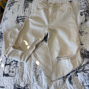 Universal Thread Cream High-Rise Jeans with Distressed Knees